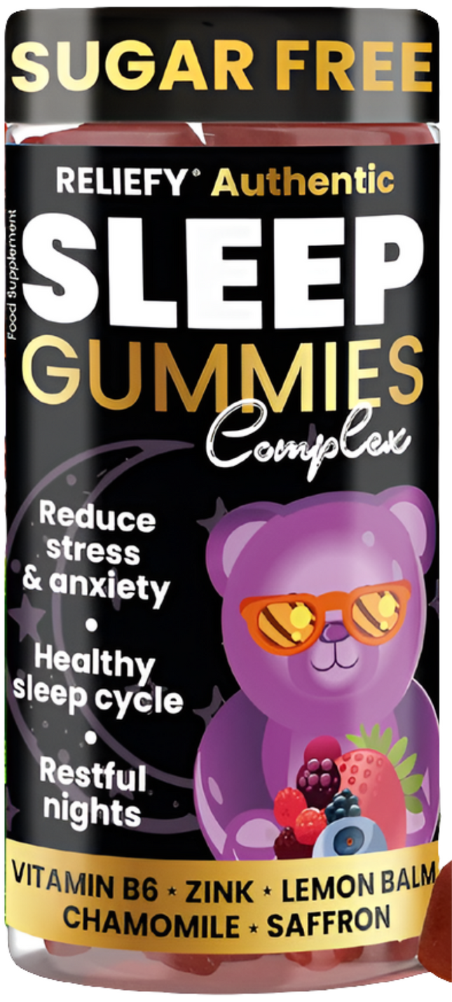 Saffron, Zinc, Vitamin B6, Chamomile & Lemon Balm - Natural Sleep Aid Gummies - Reliefy